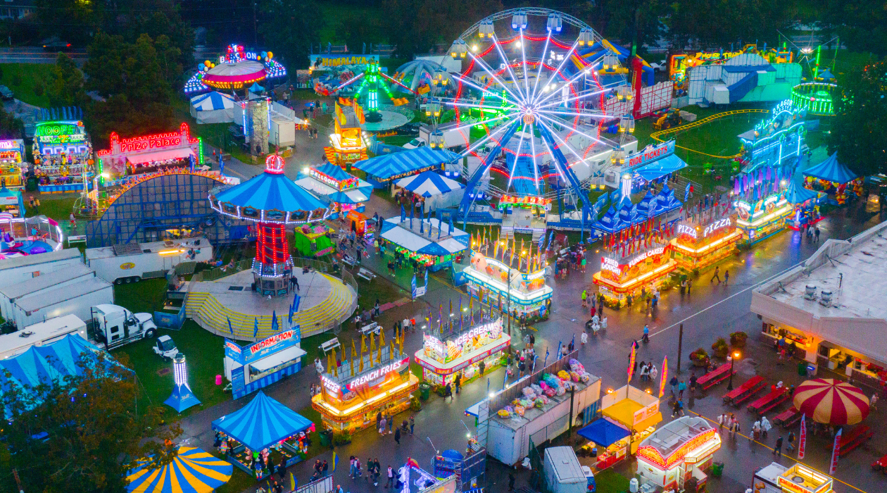 Aerial Dutchess County Fair at night